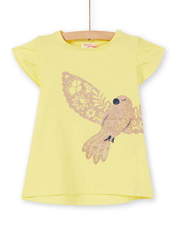T-shirt gialla a maniche corte con paillettes LAJOTI5 / 21S90134D31116