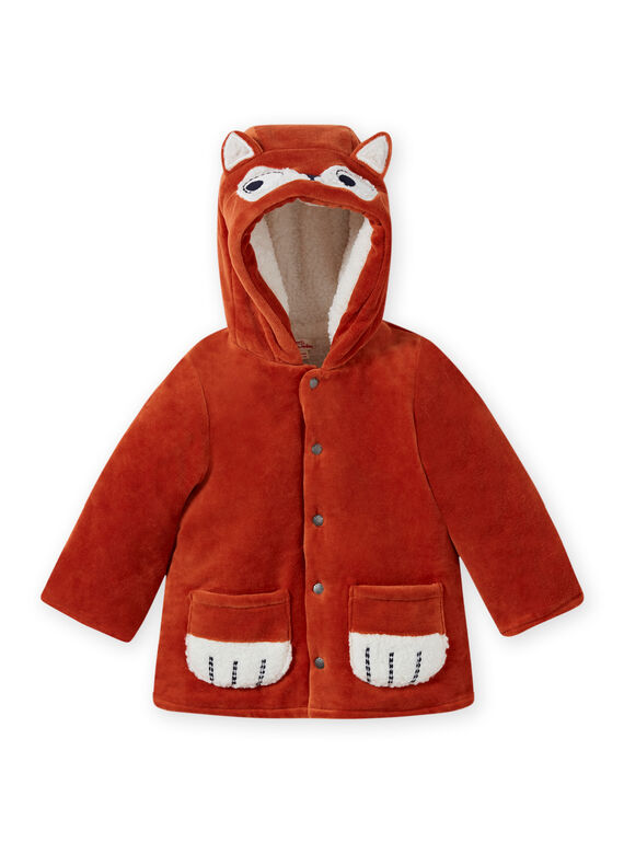 Parka con cappuccio con motivo volpe in velluto a costine neonato MUGROPAR / 21WG1051PAR408