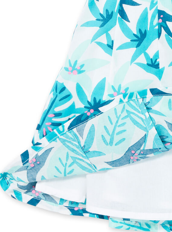 Abito bianco e blu con stampa foglie bambina LAVEROB3 / 21S901Q1ROB001