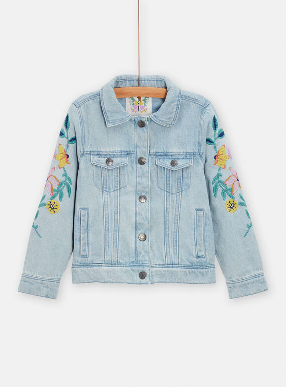 Giacca in jeans chiara con ricami a fiori bambina TAPOVEST / 24S901P2VESP272