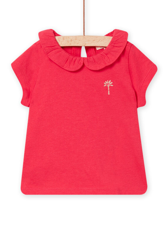 T-shirt colletto Peter Pan rosa lampone neonata NIJOBRA7 / 22SG09C3BRA308