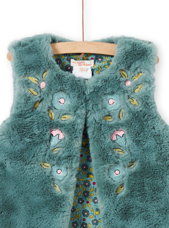 Cardigan in finta pelliccia double face kaki bambina MAKACAR2 / 21W901I2CAR612