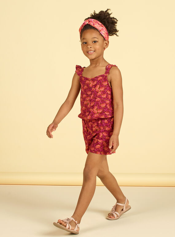 Tuta bordeaux e arancione con stampa foglie bambina LATERCOMBI / 21S901V1CBL719