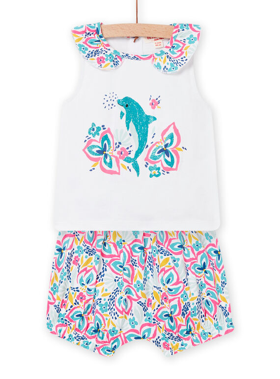 Set t-shirt e shorts bianchi neonata NIPLAENS / 22SG09K1ENS000