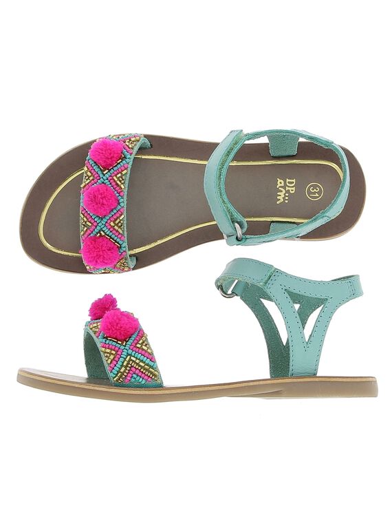 Girls' leather sandals CFSANDPOM / 18SK35WHD0E202