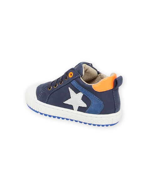 Sneakers alte in pelle navy con dettagli fluo PUBASFLUO / 22XK3883D3Q070