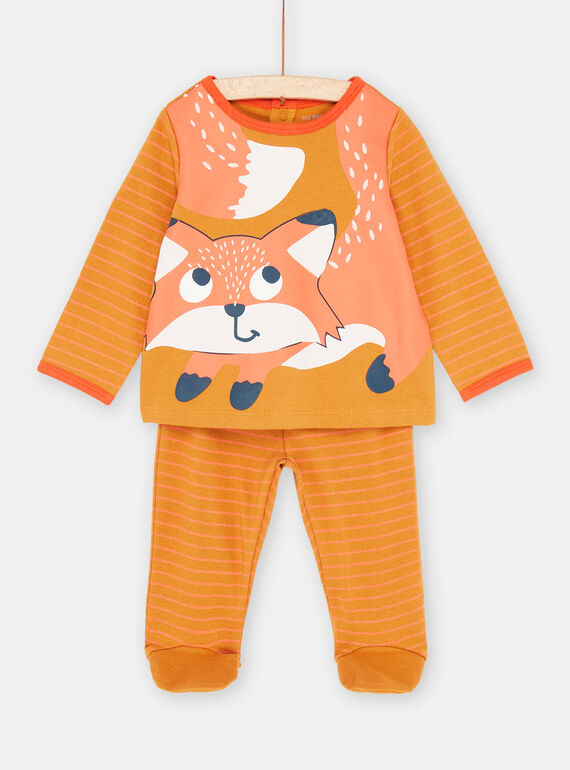 Pigiama miele con stampa volpe e righe bambino SEGAPYJRE / 23WH1441PYJ107