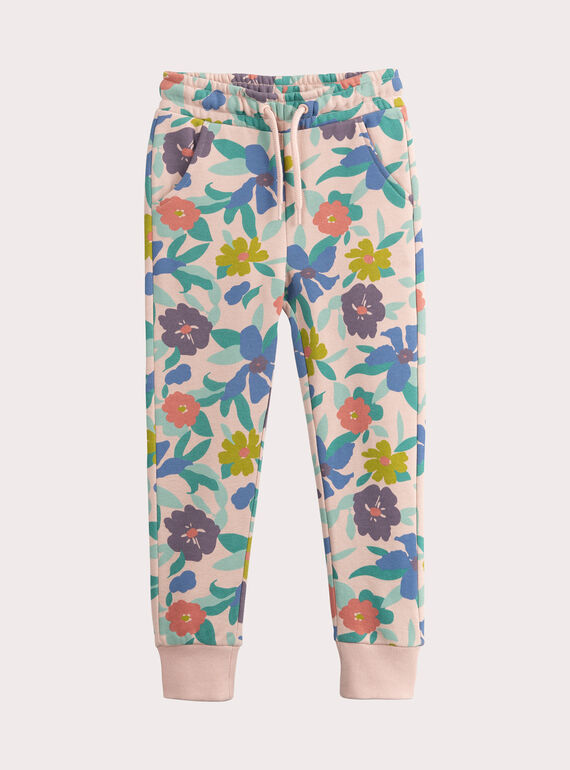 Bottom da jogging rosa con stampa floreale per ragazza  VAJOBAJOG1 / 24W901G3JGBD329