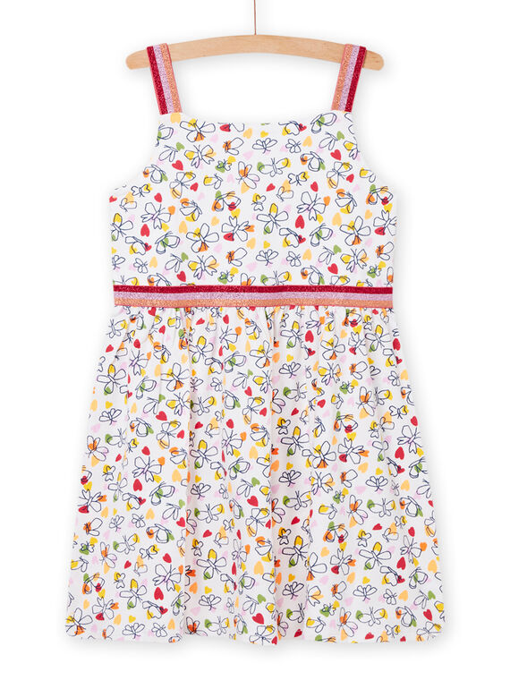 Abito con stampa farfalle e cuori bianco bambina NAHOROB4 / 22S901T1ROB000