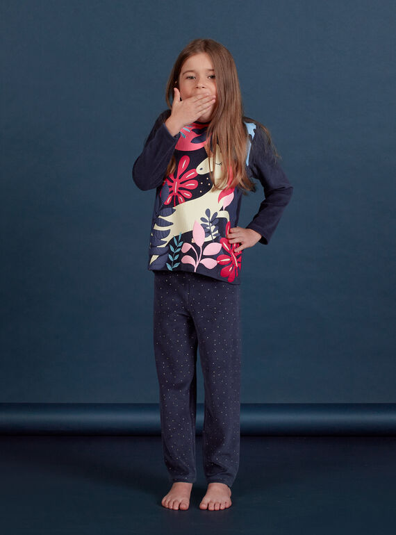 Pigiama in velluto con motivo unicorno fosforescente bambina MEFAPYJORN / 21WH1181PYJ070
