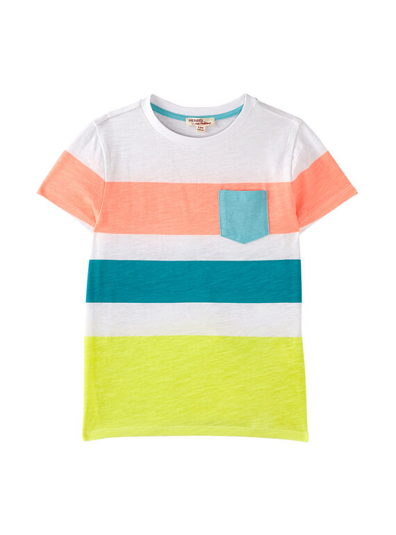 T-shirt bambino bianca con stampa a righe JOQUATI2 / 20S902R5TMC000