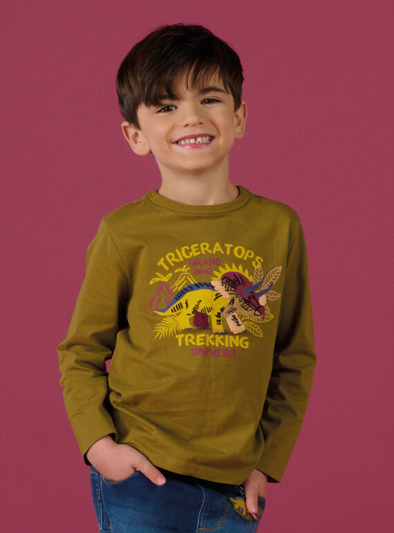 T-shirt con stampa multitecnica dinosauro e scritta ROMAGTEE / 23S902T1TMLG631