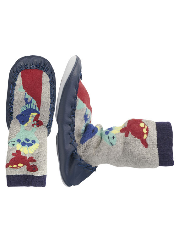 Babbucce effetto calza dinosauri grigio neonato GBGCCDINO / 19WK38Z2D08943