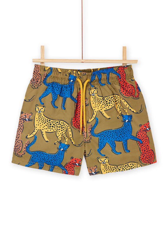 Costume shorts verde militare con stampa leopardi RYOMERBOXLEO / 23SI02R3MAIG631