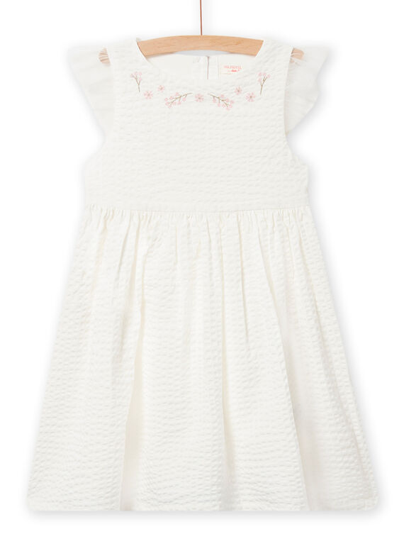 Abito ecrù ricami fiori tulle e seersucker bambina NASOROB5 / 22S901Q5ROB001
