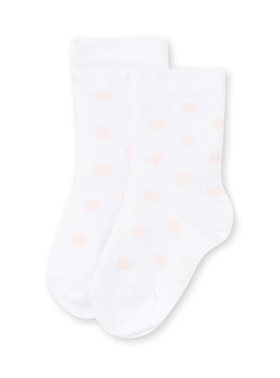 Calze bianche a pois rosa neonata MYIJOSOQ1 / 21WI091BSOQA001