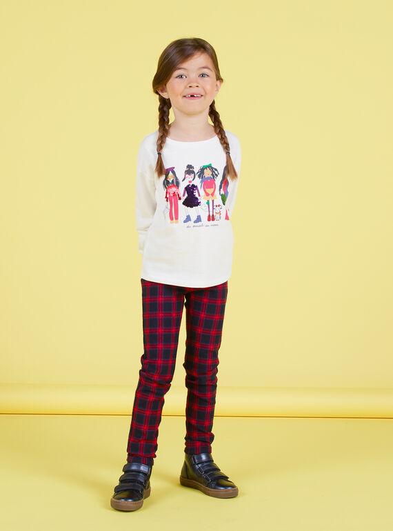 Pantalon milano blu notte e rossi con stampa tartan bambina MAMIXPANT / 21W901J1PANC205