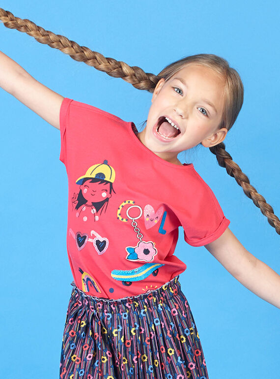 T-shirt a maniche corte rossa bambina LAHATI1 / 21S901X1TMCF506