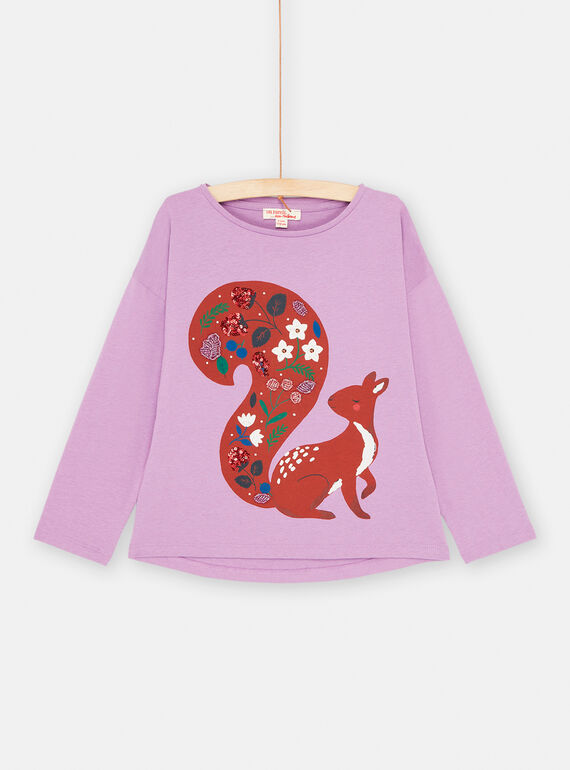 T-shirt viola con motivo scoiattolo bambina SAKHOTEE3 / 23W901Q3TMLH708