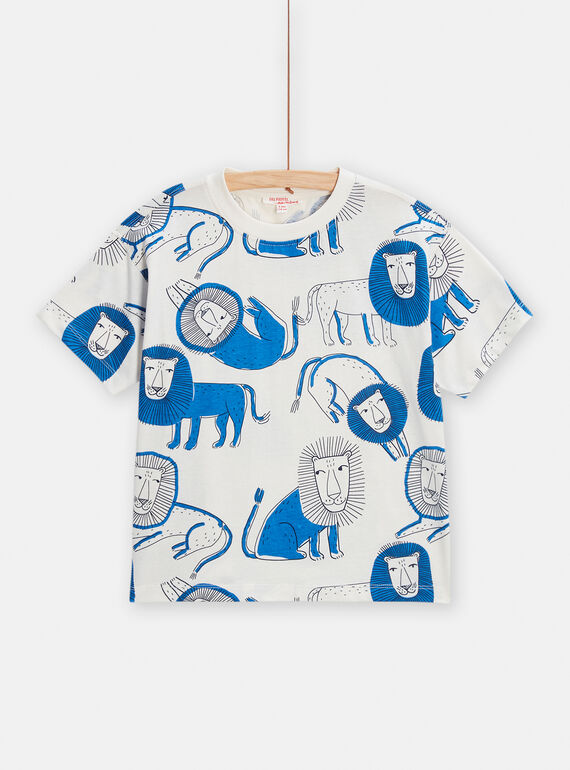 T-shirt blu con stampa leoni bambino TOJOTIAOP3 / 24S902B5TMC001