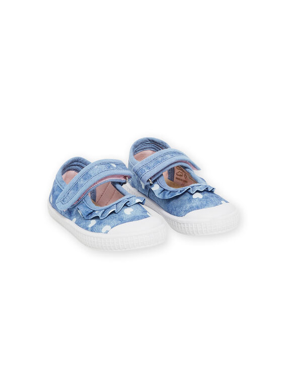 Scarpe baby blu con stampa cuori e volant RITOILCOEUR / 23KK3771D17C201