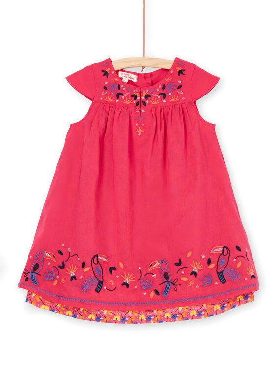 Abito rosa con ricamo tucani LANAUROB3 / 21S901P3ROBF507