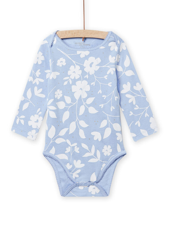 Body blu e bianco con stampa a fiori neonata NEFIBODLIB / 22SH13I6BDLC218