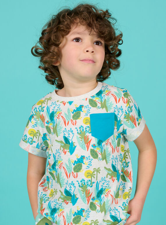 T-shirt grigia melange con stampa fantasia bambino NOHOTI2 / 22S902T2TMCJ920