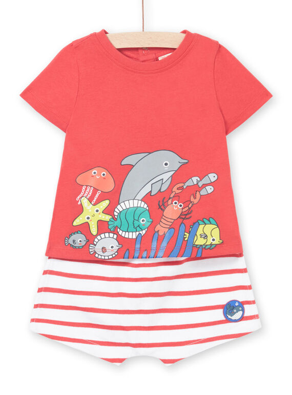 Completo t-shirt e shorts rossi neonato LUVIENS / 21SG10U1ENSF515