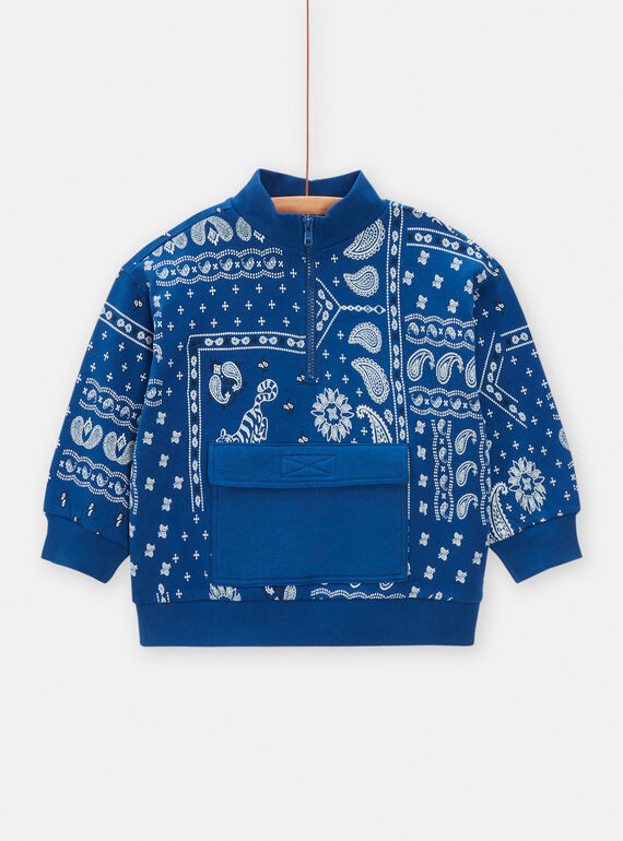 Felpa bambino navy con stampa cashmere TODESWE / 24S902J1SWE070