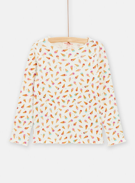 T-shirt bianca a stampa gelati bambina TAJOTEE3 / 24S901B1TML001