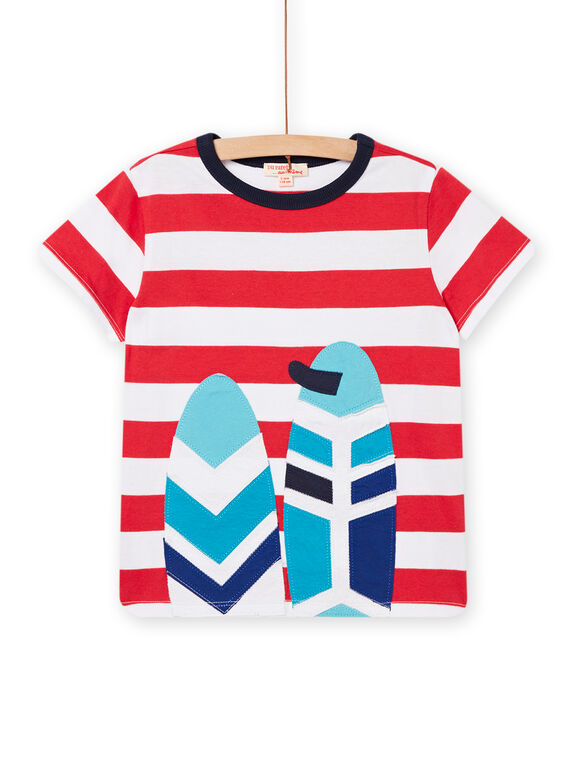 T-shirt a righe a maniche corte rossa bambino NOFICTI5 / 22S902U2TMCF524