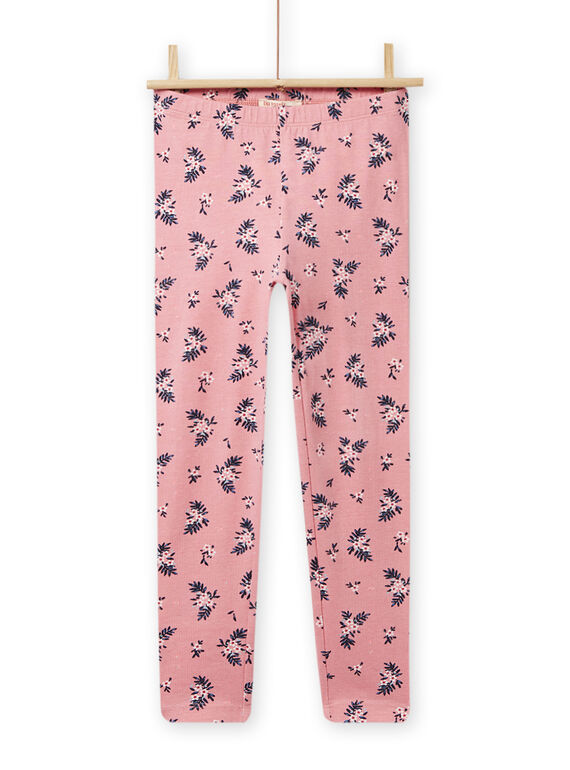 Leggings corallo, nero e blu con stampa a fiori bambina NYAPALEG / 22SI0121CAL404