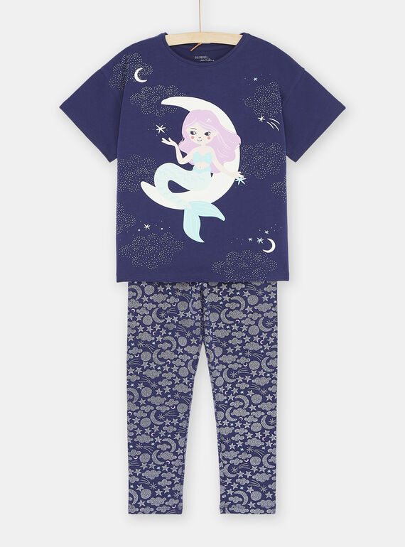 Pigiama blu con motivo sirena sulla luna bambina SEFAPYJMOO / 23WH1131PYJ703