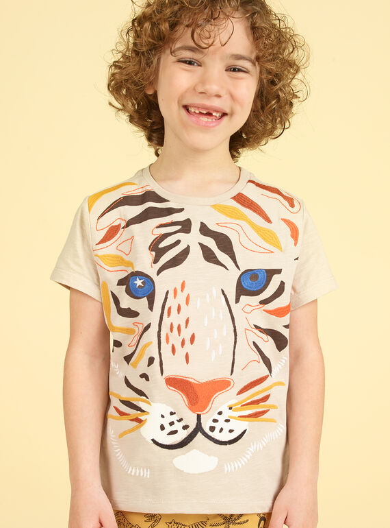 T-shirt taupe con motivo leone bambino LOTERTI4 / 21S902V2TMC007
