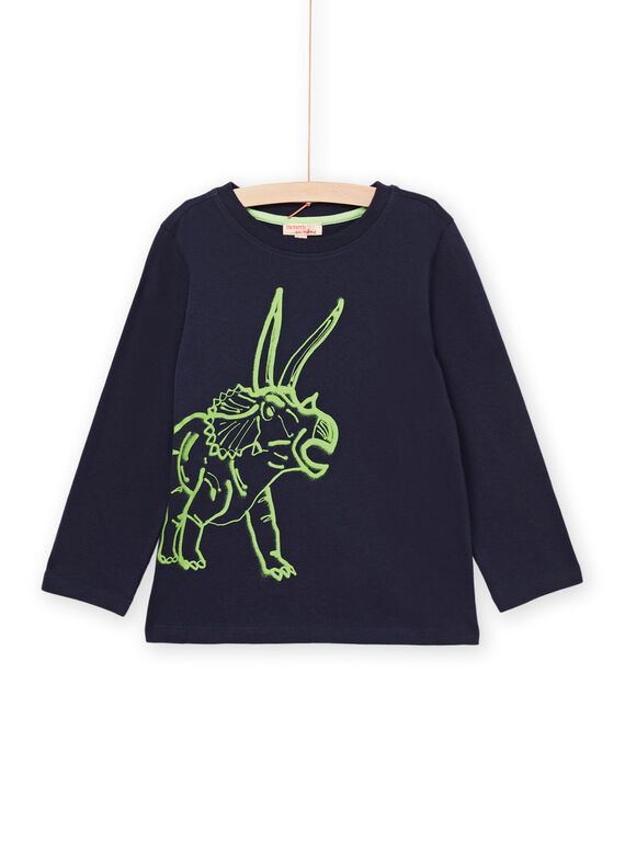 T-shirt maniche lunghe navy con motivo dinosauro POJOTEE2 / 22W902BATML705