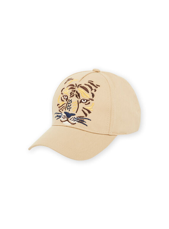 Cappellino beige scuro con motivo testa di tigre ricamato RYOJOCHA5 / 23SI02C4CHAA014