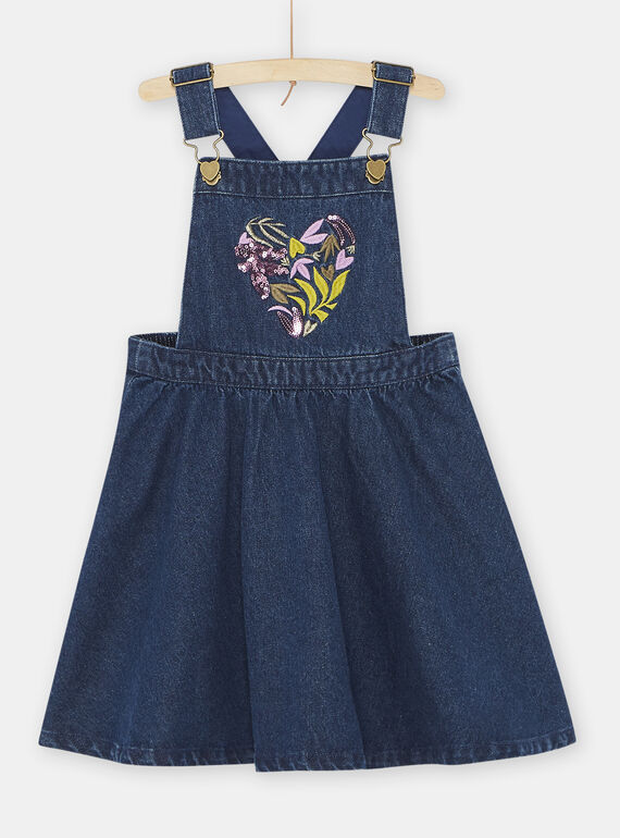 Abito salopette blu in jeans bambina SAKYOROB2 / 23W901I2ROBK005