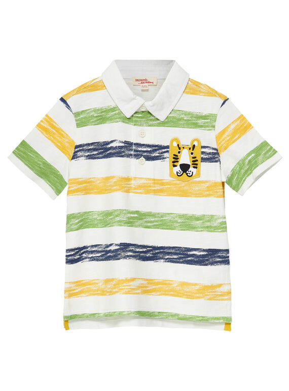 Polo bambino ecrù con stampa a righe JOTROPOL / 20S902F1POL001