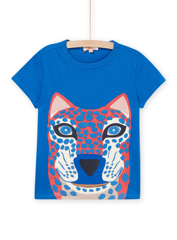 T-shirt blu con motivo testa di leopardo RONAUTI2 / 23S902N2TMCC238