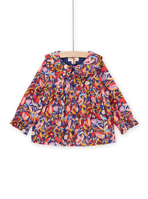 Camicia indaco con stampa a fiori RISUNCHEM / 23SG09K1CHE703