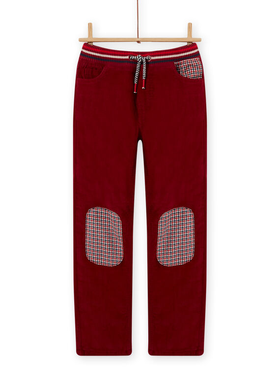 Pantaloni in velluto foderato rossi bordeaux bambino MOFUNPAN / 21W902M2PAN511