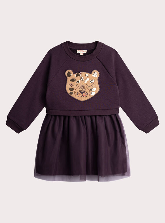 Abito felpa viola con tulle per ragazza  VABAROB3 / 24W901Q3ROB718