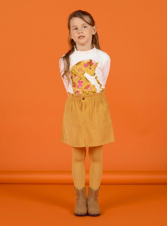Gonna paperbag gialla in velluto a costine bambina MASAUJUP1 / 21W901P2JUPB107