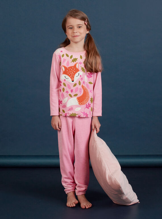 Pigiama rosa in velluto con motivo volpe bambina MEFAPYJCLA / 21WH1196PYJ313