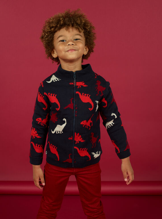 Cardigan con cerniera jacquard bambino MOFUNGIL1 / 21W902M2GILC234