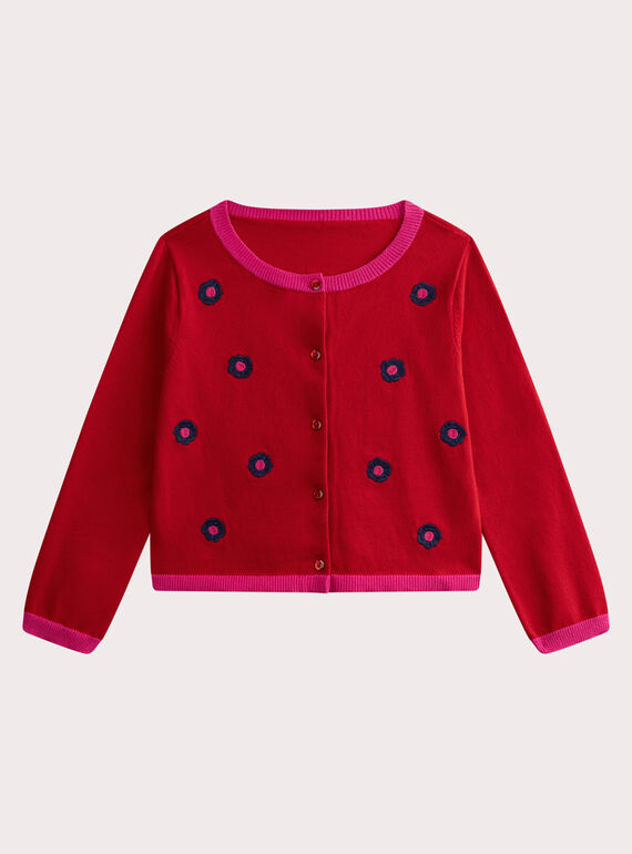 Gilet rosso con ricami floreali a contrasto WAPACAR / 25S90111CAR050