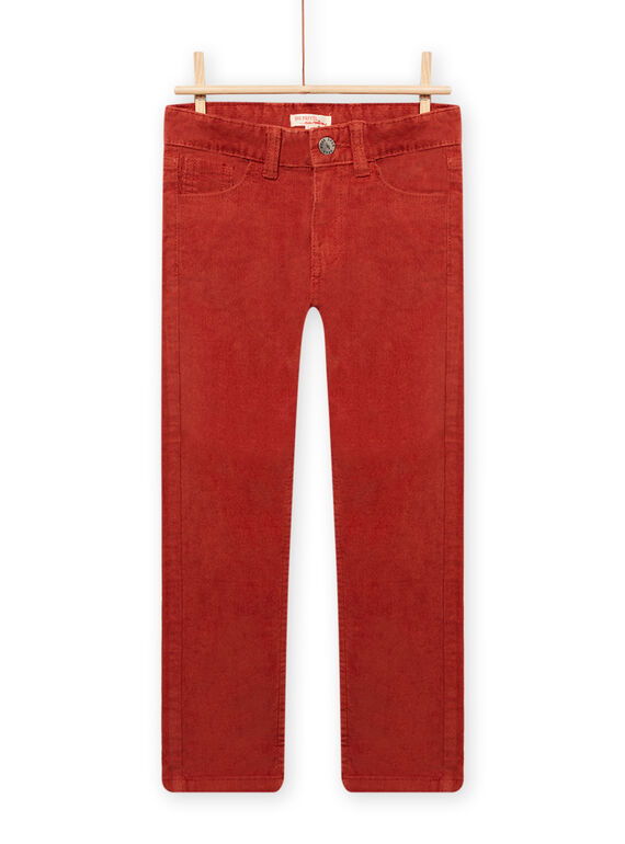 Pantaloni in velluto a costine rossi-arancio bambino MOJOPAVEL7 / 21W902N3PANE408