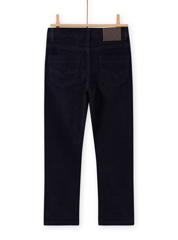 Pantaloni a tinta unita blu notte in velluto a costine bambino MOJOPAVEL4 / 21W90211PAN705