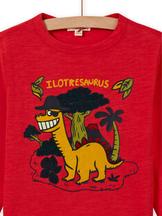 T-shirt maniche lunghe rossa motivi dinosauri bambino MOFUNTEE2 / 21W902M3TMLF505